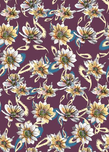 449841-时尚手绘抽象花卉腰果花秋冬花色