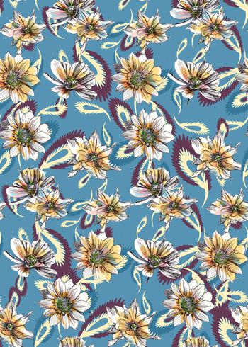 449842-时尚手绘抽象花卉腰果花秋冬花色