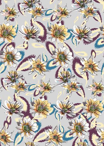 449843-时尚手绘抽象花卉腰果花秋冬花色