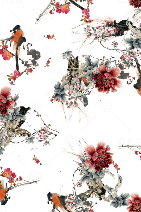 花鸟印花华亿平台图片