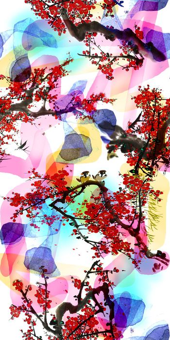 450395-时尚 水墨 水彩 梅花   数码 