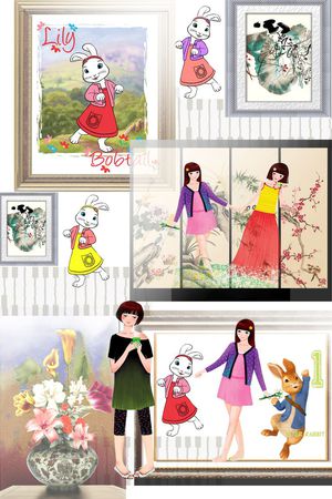 浪漫童趣画中画印花华亿平台图片