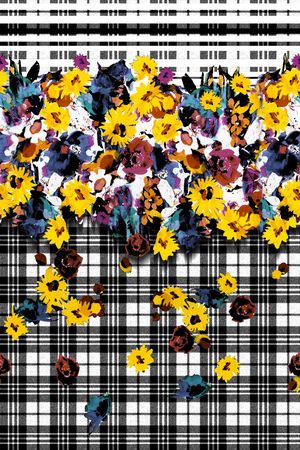 黑白格子印花华亿平台图片