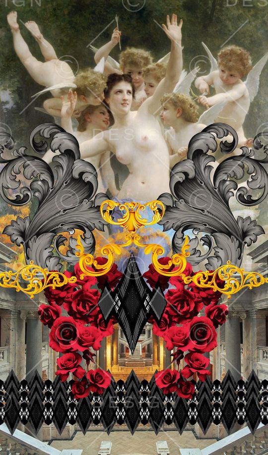 红色花卉印花华亿平台图片