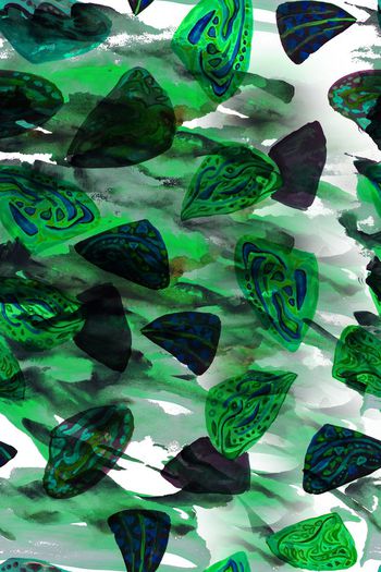 451233-中国风手绘抽象花卉系列 水彩水墨复