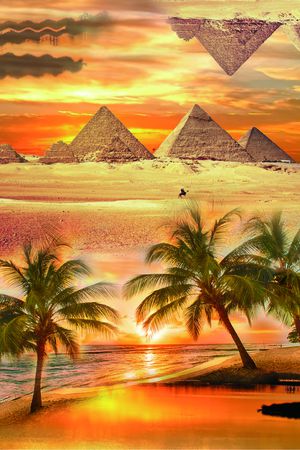 大海黄昏印花华亿平台图片