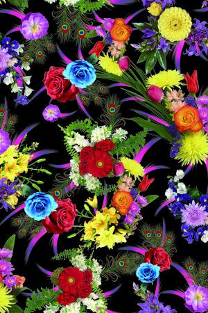 绚丽花卉印花华亿平台图片