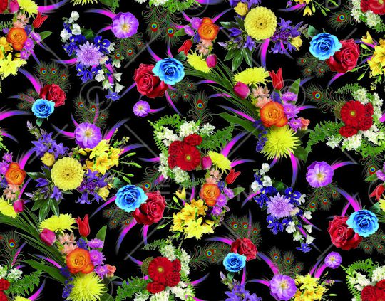 绚丽花卉印花华亿平台图片