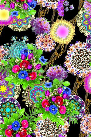 绚丽花卉印花华亿平台图片