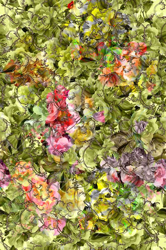 彩色花卉印花华亿平台图片