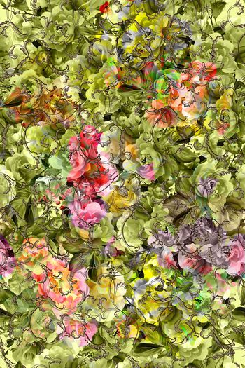 451741-3D数码印花，缠枝纹，连衣裙半身裙