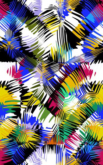 451849-抽象热带几何叶型图形组合男装衬衣女