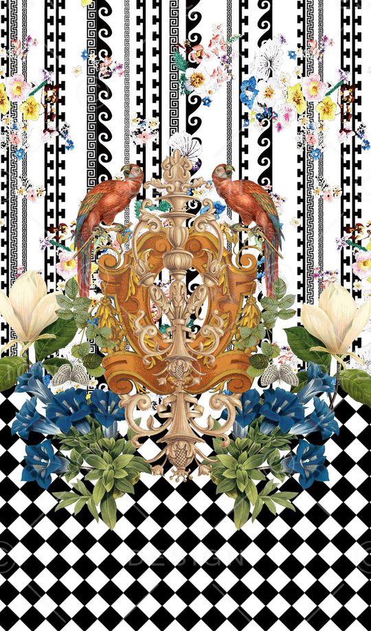 复古花卉印花华亿平台图片