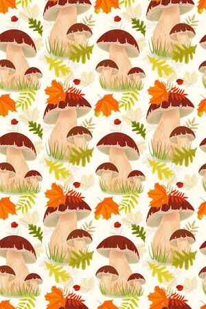 手绘卡哇伊蘑菇印花华亿平台图片