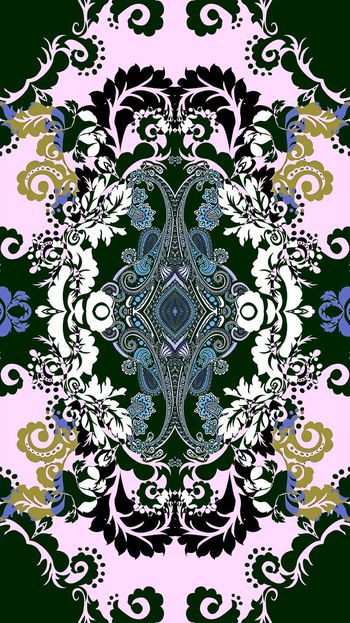 452269-民族风欧式花纹与腰果花佩斯利女装连