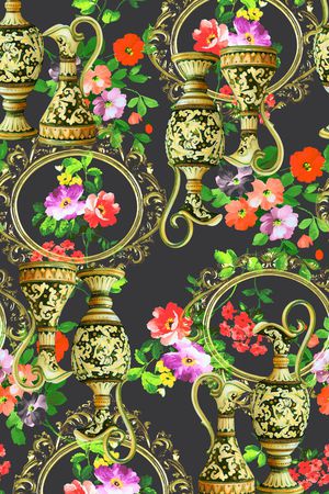 复古时尚印花华亿平台图片