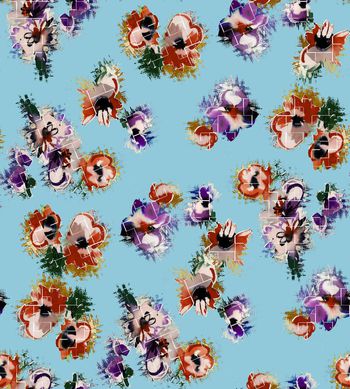 452364-时尚大牌风格化花卉数码印花