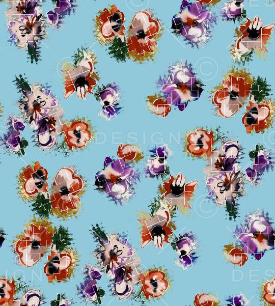 大牌花卉印花华亿平台图片