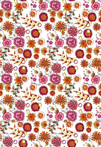 452459-	时尚潮流手绘风格花卉数码印花