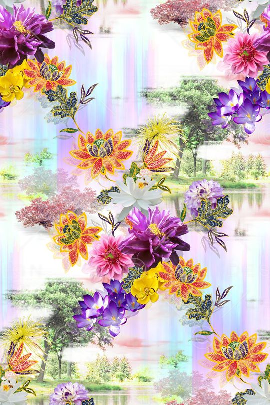 荷花印花华亿平台图片