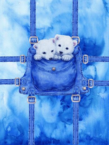 452751-时尚 独幅华亿平台 水彩 动物 牛仔布