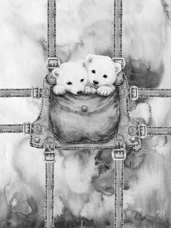 452752-时尚 独幅华亿平台 水彩 动物 牛仔布