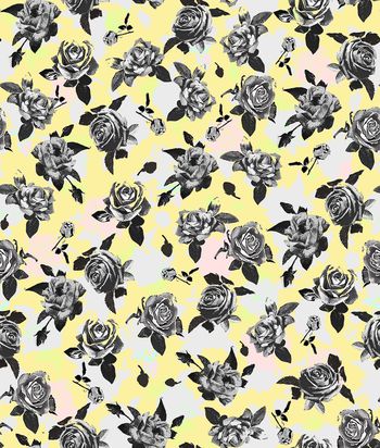 452975-复古黑白玫瑰破损残缺花卉组合女装衬