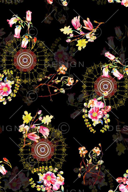 水彩花卉印花华亿平台图片