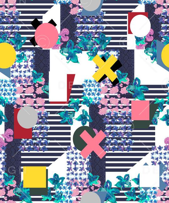 花团 几何 条格 蛇纹 动物纹 水彩花 不规则 趣味 叠加 冲突印花华亿平台图片