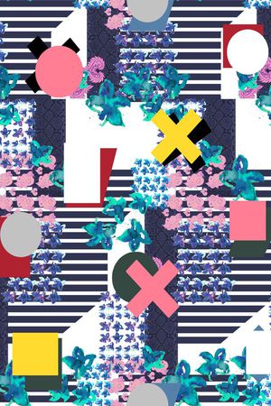 花团 几何 条格 蛇纹 动物纹 水彩花 不规则 趣味 叠加 冲突印花华亿平台图片