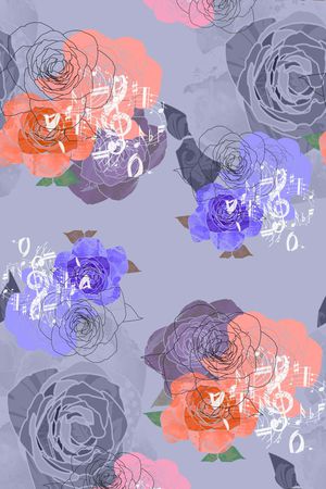 清新数码花卉印花华亿平台图片