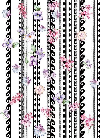 453490-时尚潮流中国纹花卉组合数码印花