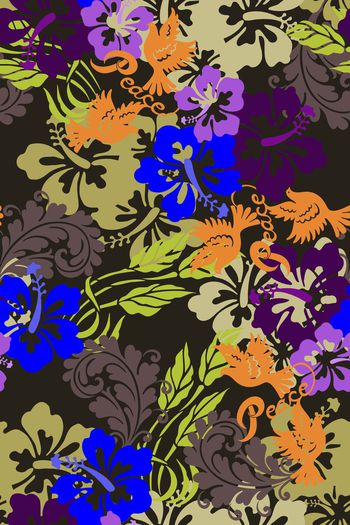 453590-风格化花卉牵牛花和平鸽撞色女装风衣