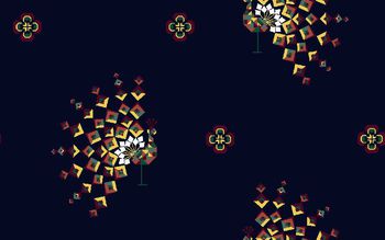 453664-男装衬衫复古彩拔7色几何孔雀花