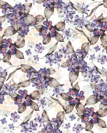 453836-时尚大牌秋冬手绘花卉数码印花