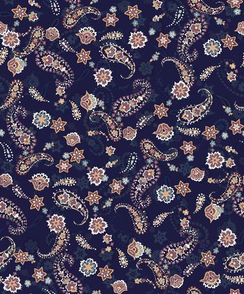 454045-流行时尚大牌腰果花数码印花