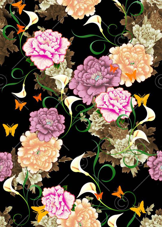 花卉印花华亿平台图片