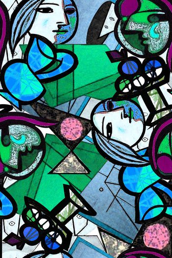 454420-手绘油画风格 毕加索 抽象