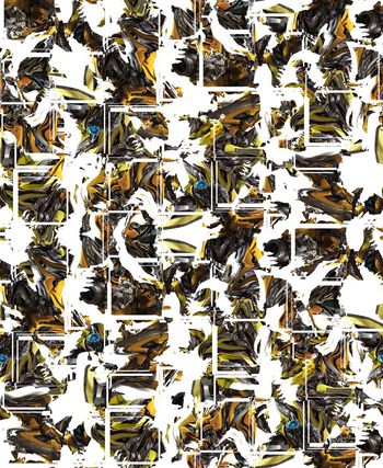 454525-	流行时尚变形金刚几何抽象解构男装