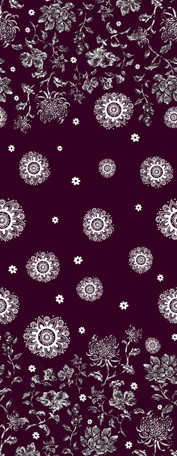 454832-花卉 剪影 蜡染时尚简约 长巾系列