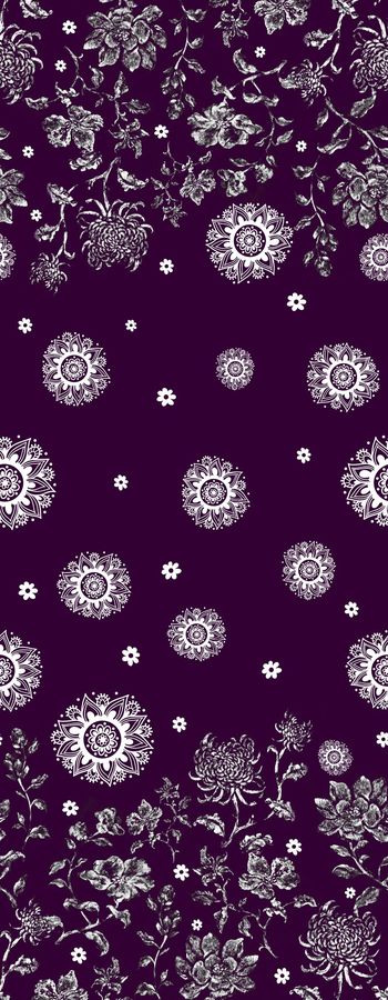 454834-花卉 剪影 蜡染时尚简约 长巾系列