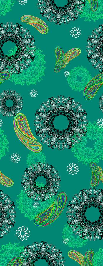 454912-佩斯利 曼陀罗圆形民族图案 小碎花