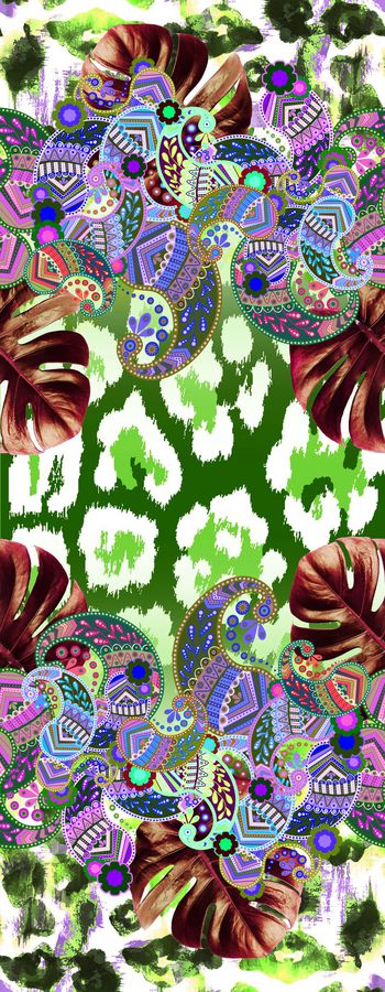 454947-树叶 佩斯利 豹纹肌理 创意长巾系