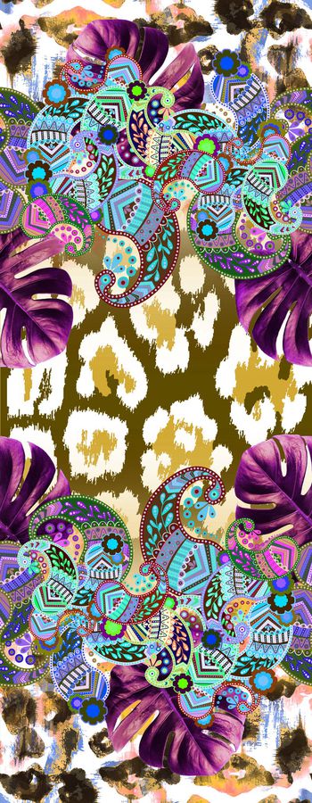 454949-树叶 佩斯利 豹纹肌理 创意长巾系