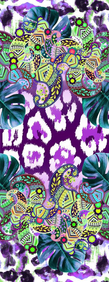 454951-树叶 佩斯利 豹纹肌理 创意长巾系