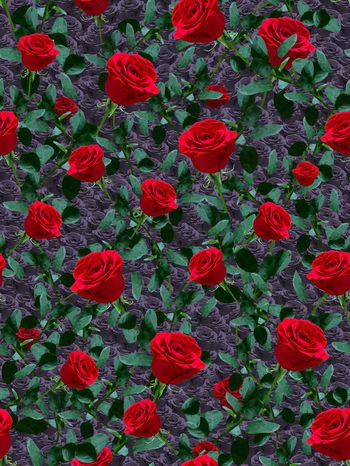 454972-油画玫瑰花  复古红 橄榄绿 底色