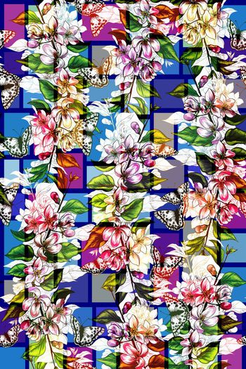 455069-时尚大牌优雅桃花花卉几何华亿平台