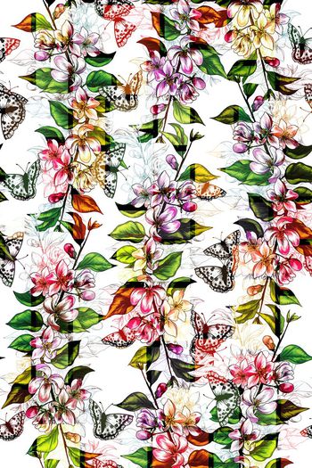 455070-时尚大牌优雅桃花花卉几何华亿平台