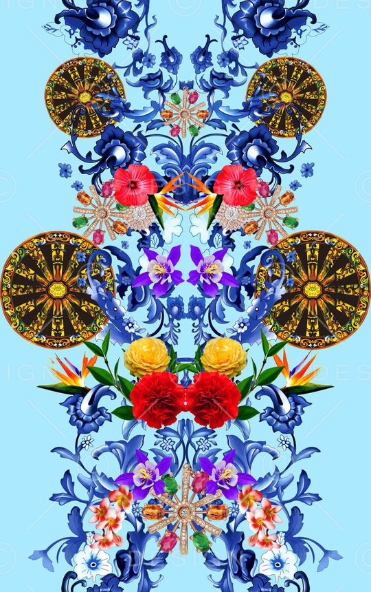 青花瓷印花华亿平台图片