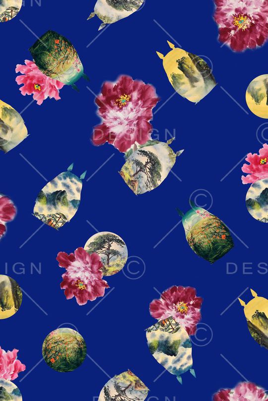 水墨印花华亿平台图片